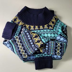 NY & Co | Fair Isle Ribbed Mock Neck Sweater | Small